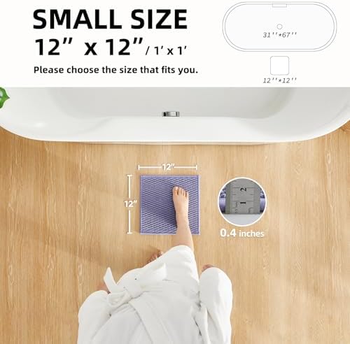 TYUU Small Bathroom Rugs, Non Slip Washable Bath Rugs Super Absorbent Bathroom Rug Thin Quick Dry Low Pile Bath Mats, Lavender 12"x12"