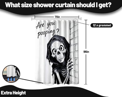 Extra Tall Shower Curtain XL Funny Skull, 70 x 96 Inchs