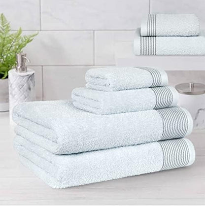 BELIZZI HOME 100% Cotton Ultra Soft 6pcs Towel Set, Includes 2 Bath, 2 Hand & 2 Wash Towels - White, Quick Dry, Compact, Highly Absorbent