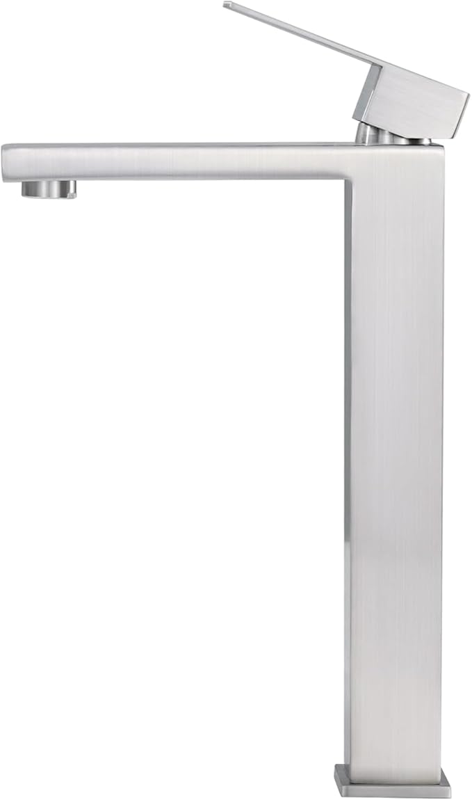 KES Tall Bathroom Faucet Vessel Sink Faucet Single Hole, Brushed Stainless Steel Faucet, cUPC NSF Certified, L3156BLFF12-BS