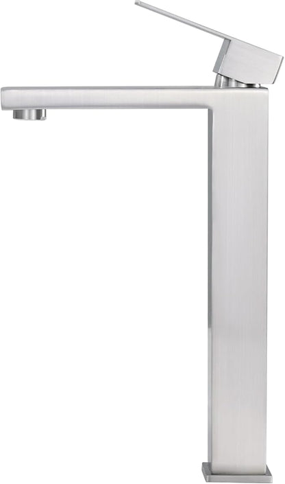 KES Tall Bathroom Faucet Vessel Sink Faucet Single Hole, Brushed Stainless Steel Faucet, cUPC NSF Certified, L3156BLFF12-BS
