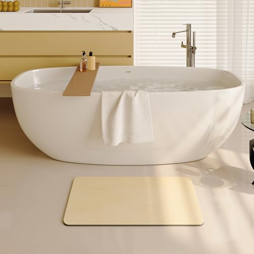 Mecko Bath Mat 16"x24",Ultra Thin Bathroom Rug fit Under Door Beige