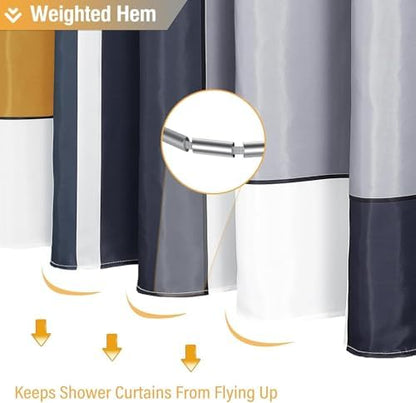 BTTN 72 x 84 Tall Modern Geometric Waterproof Fabric Shower Curtain, Gold