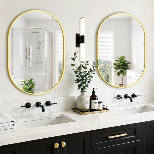 Oval Bathroom Mirror, 2 Pack 20"x30" Gold Vanity Mirror for Over Sink