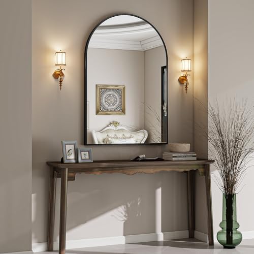 VooBang Large Arched Wall Mirror, 36 x 48 inch Arch Bathroom Mirror Black