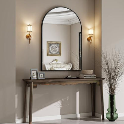 VooBang Large Arched Wall Mirror, 36 x 48 inch Arch Bathroom Mirror Black