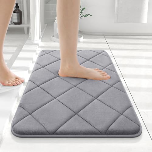 OLANLY Memory Foam Bath Mat 24x16, Ultra Soft and Absorbent Bathroom Rugs