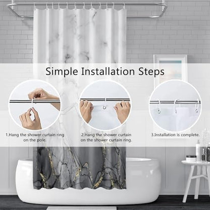 Gray Marble RV Stall Waterproof Shower Curtain 60x72 inches
