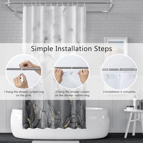 Gray Marble Stall Waterproof Shower Curtain 48x72 inches