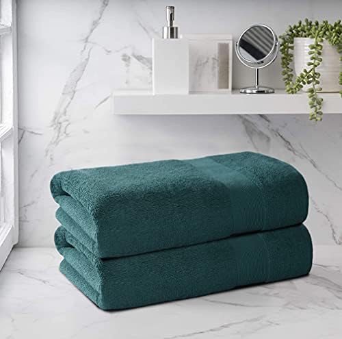 Belizzi Home Premium Cotton Oversized 2 Pack Bath Sheet 35x70-100% Pure Cotton - Ideal for Everyday use - Ultra Soft & Highly Absorbent - Machine Washable - Teal