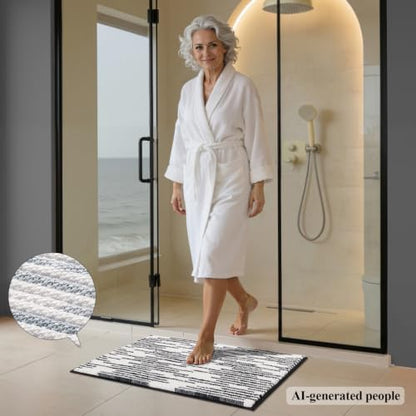 BSICPRO Bathroom Rugs Sets 2 Piece, Modern Bath Mat 20"x32"+16"x24", Black