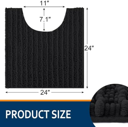 Smiry Bathroom Toilet Rugs U Shaped 24x24, Chenille Bath mats for Toilet