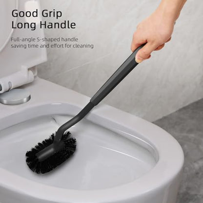 HAMITOR Toilet Bowl Brush Holder Set: Bathroom Deep Cleaning Scrubber