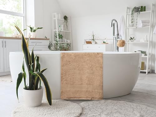 Bath Towels Pack of 6 – 24" x 50" – 100% Cotton Terry, Soft, Quick-Dry & Highly Absorbent – Beige Towels for Bathroom, Spa, Gym, Hotel, Pool & Everyday Use