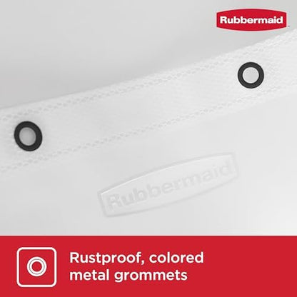 Rubbermaid White Shower Curtain Liner, Waterproof Heavyweight 8g PEVA Shower Liner for Bathroom, with Weighted Magnets and Rustproof Black Grommets, 70x72, Standard Size, White