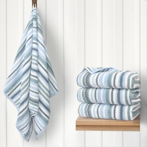 VOOVA & MOVAS Cotton Bath Towels 4 Pack, Cotton Blend, 28x52 in, Blue