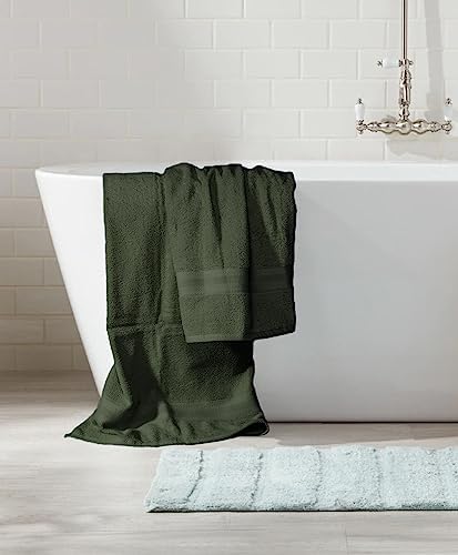 BOUTIQUO 8 Piece Towel Set 100% Ring Spun Cotton, 2 Bath Towels 27X54, 2 Hand Towels 16X28 and 4 Washcloths 13X13 - Ultra Soft Highly Absorbent Machine Washable Hotel Spa Quality - Olive Green
