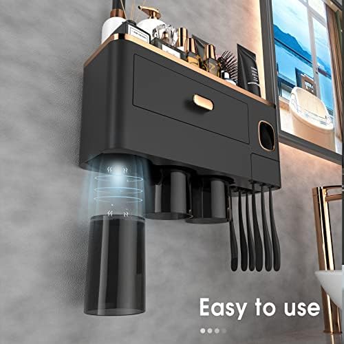 iHave Toothbrush Holders Bathrooms Wall Mount Toothpaste Dispenser & 3 Cups