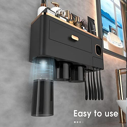 iHave Toothbrush Holders Bathrooms Wall Mount Toothpaste Dispenser & 3 Cups