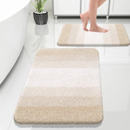 OLANLY Micorfiber Bathroom Rug Set 2 Piece, 30"x20"+24"x16"