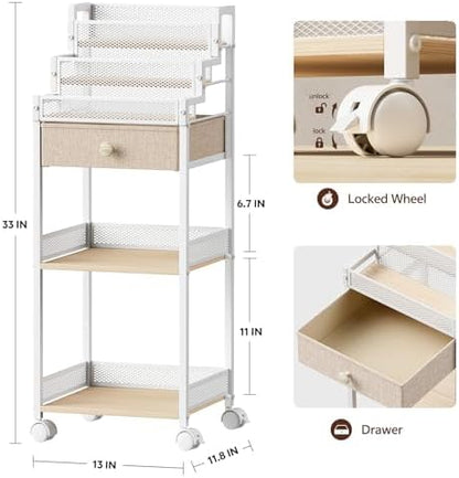 Plaviya Bathroom Storage and Organizer with Drawer, Makeup Cart 13in