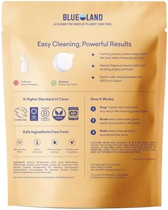 BLUELAND 100% Plastic Free Toilet Bowl Cleaner Tablets Set, Eucalyptus