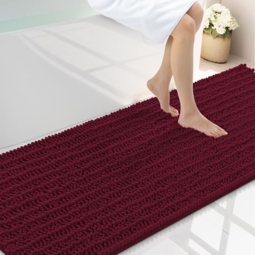 Smiry Bathroom Rugs 70X24, Extra Soft Rubber Backing Chenille Bath Mats