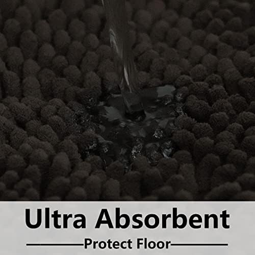 Bathroom Rugs Sets 2 Piece, Extra Soft Chenille Bath Mat Ultra Absorbent Bathroom Rug, Bathroom Mat with Sturdy PVC Non-Slip Bottom, Machine Washable Bath Rugs (20x32 Inch + 16x24 Inch, Coffee)