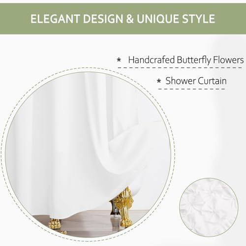 Handmade Bow Tie Shower Curtain, White, 72 x 72 in