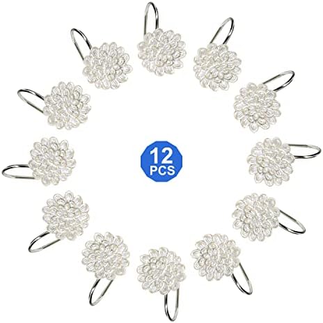 Zahari Home Rose Vine Shower Hooks Set - Curtain Rings with Unique Design - 12 Resin Hooks for Customizing Your Shower Space