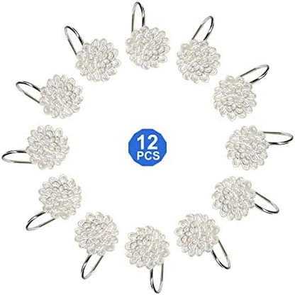 Zahari Home Rose Vine Shower Hooks Set - Curtain Rings with Unique Design - 12 Resin Hooks for Customizing Your Shower Space