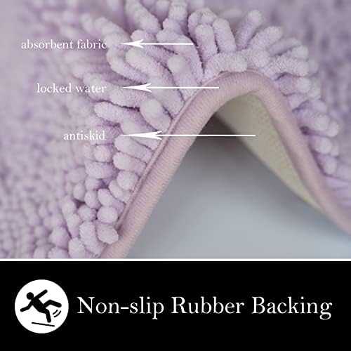 Bathroom Rugs Chenille Bath mat 2 Piece Set, Super Absorbent, Strong PVC Non Slip Backing, Bath mats for Bathroom, Plush Shaggy, Thick, Machine Washable, Bathtub, Toilet.(Lavender)