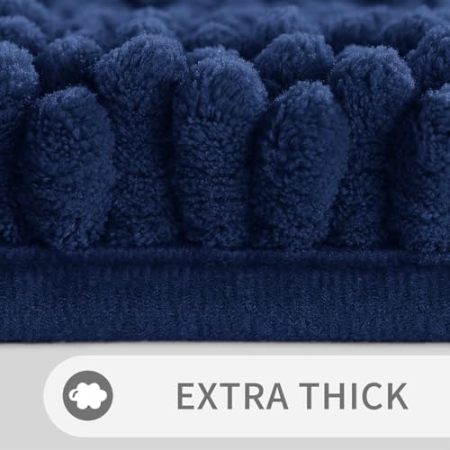 Yimobra Toilet Rugs U Shaped Washable 24 x 20, Non Slip and Super Absorbent Toilet Mat, Quick Dry, Ultra Luxury Microfiber Chenille Plush Fluffy Contour Bath Rugs for Toilet Base, Navy Blue