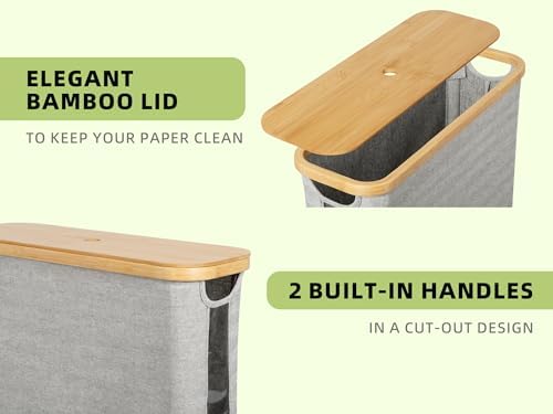 StorageWorks Toilet Paper Storage Basket with Bamboo Lid & Window