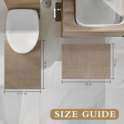 YIHOUSE Bathroom Rugs Thin Bath Mat Sets 4 Pieces Quick Dry,Brown