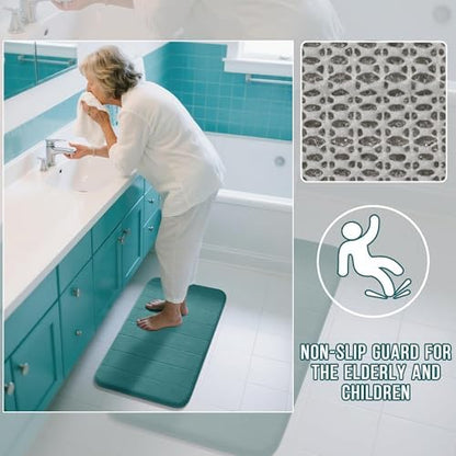 Yimobra Memory Foam Bathroom Mat Set, 24 x 17 & 24 x 20 in, Teal