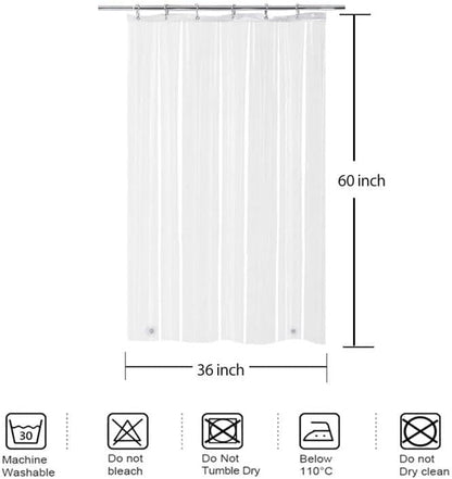 Clear Mini Shower Curtain Liner Short 36x60 for RV Tiny Walkin Tub | Transparent Stall Narrow Half Size Plastic Peva Vinyl Shower Curtain Sets for Bathroom Stand Up Single Camper