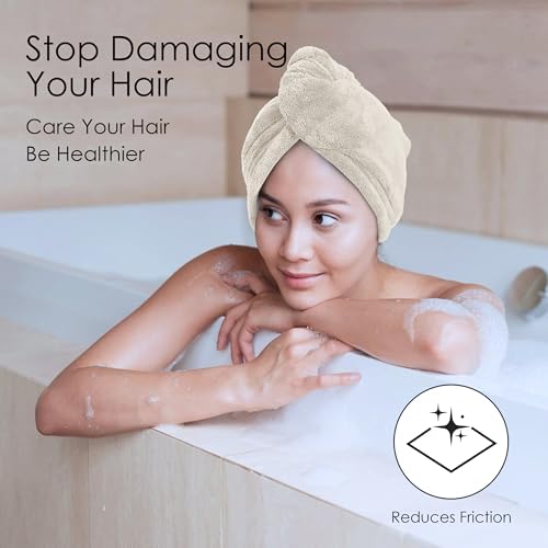 TENSTARS Hair Towel Wrap for All Hair Types, 5 Pack Microfiber Turban