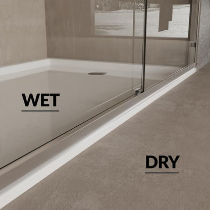 44" - 48" W x 72" H Semi-Frameless Double Sliding Shower Door, Bypass Walk-in Shower Enclosure with 1/4" Tempered Glass, Silver Finish