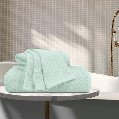 MyOwn Ultra Soft 3 Pack Cotton Towel Set, Contains a Bath Towels 28x55 inch, a Hand Towels 16x24 inch & a Wash Coths 12x12 inch, Ideal Everyday use, Compact & Lightweight - Sea Green