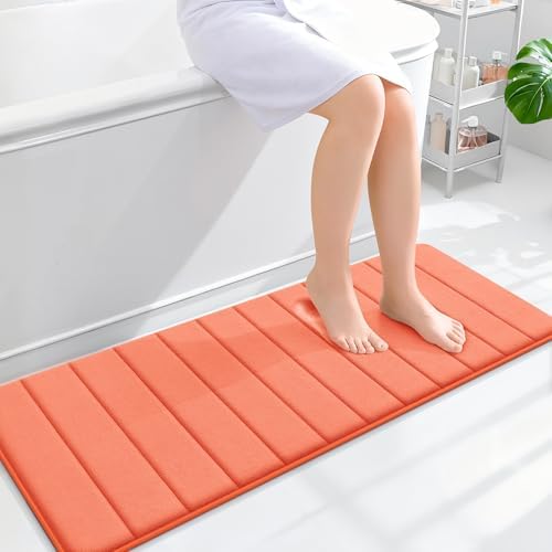 OLANLY Memory Foam Long Bathroom Rugs Runner 47x17, Super Soft Absorbent