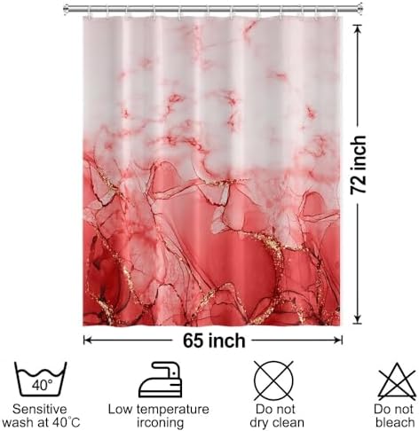 Red Marble Waterproof Bathroom Shower Curtain 65x72 inches