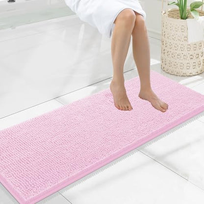 Smiry Bathroom Rugs 47X17, Luxury Chenille Extra Soft Absorbent Bath Mat
