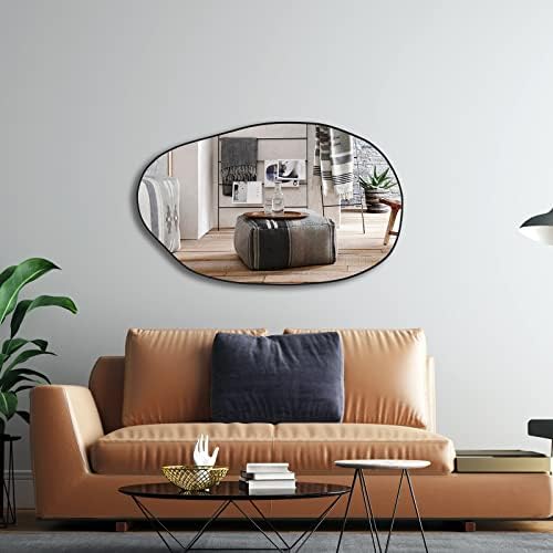 Irregular Asymmetrical Mirror Wall Mounted, Unique Vanity Mirror,Shaped Dressing Mirror Decorative for Living Room, Bathroom, Bedroom, Entryway Wall Decor, 33.5"×20.5"