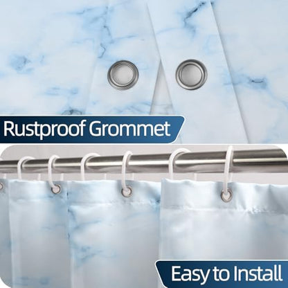 Light Blue Marble RV Stall Waterproof Shower Curtain 60x72 inches