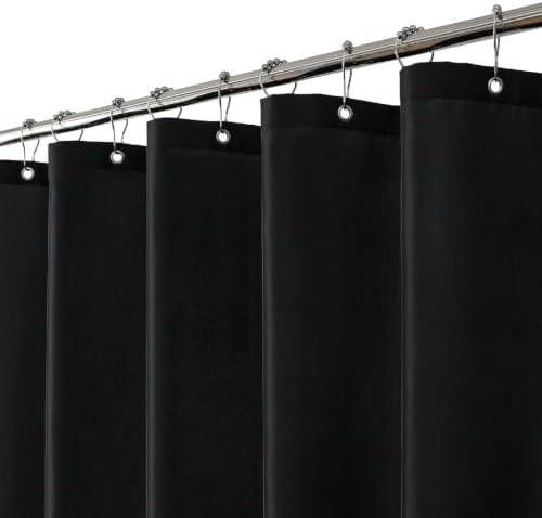 eachope Waterproof Fabric Shower Curtain Liner,72x72 Inch Black,1 Pack
