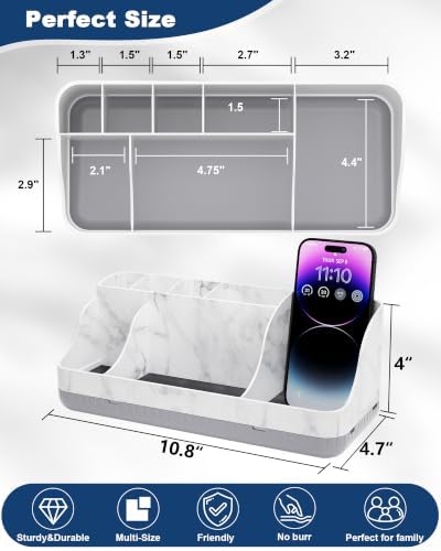 Bathroom Counter Organizer and Storage, 7 Slots Detachable Toothbrush Holders for Bathrooms, Anti-Slip Electric Toothbrush and Toothpaste Holder Countertop