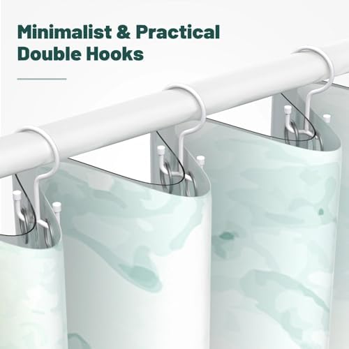 Goowin Shower Curtain Hooks, Shower Curtain Rings, Durable Shower Curtain Hangers Rust Proof, Double Glide Shower Rings for Curtain, Simple Shower Hooks for Shower Curtain, White, 24 Pack-Cylinders