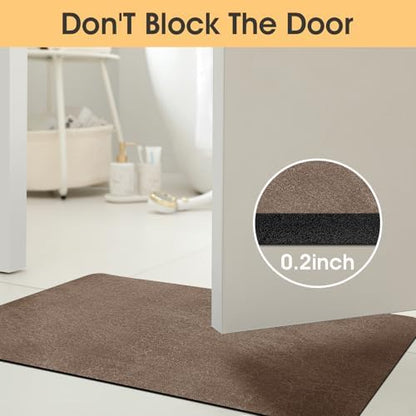 ACCUMTEK Non Slip Bath Mat, Thin Bathroom Rugs Fit Under Door, Quick Dry Bath Mats, Machine Washable Bath Rugs for Bathroom, Bathtub & Kitchen, Bathtub & Kitchen, Brown/Marble/32 x20