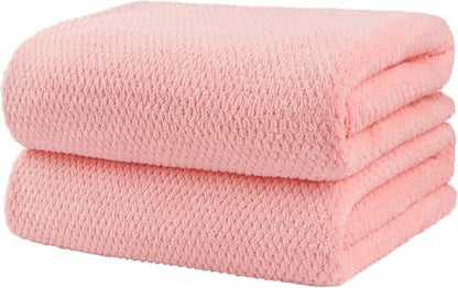 2-Pack Microfiber Bath Towels (27x54 Inches) - Ultra Soft & Quick Dry, 3X Absorbency, Lightweight for Gym, Yoga, Travel & Spa - Perfect for Home, Fitness & Post-Workout, Pink